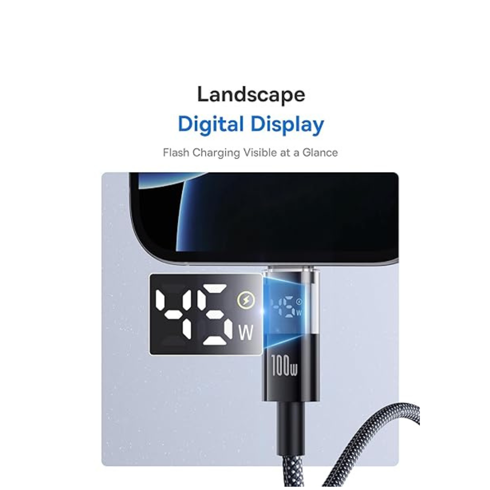 Baseus Display 2 Fast Charging Data Cable C to C 100W - Image 3