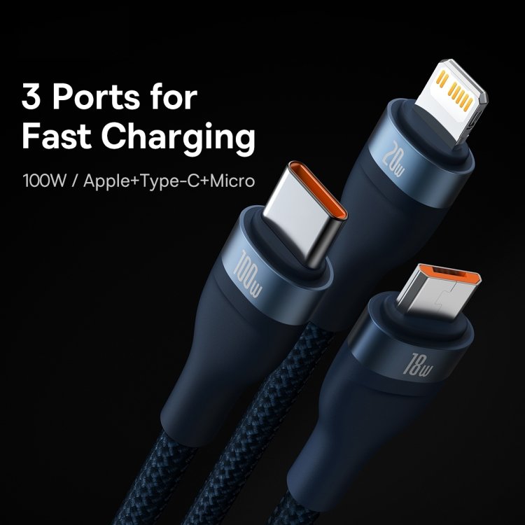 Baseus Flash Series II cable USB Type C / USB Type A - USB Type C / Lightning / micro USB 100 W - Image 3