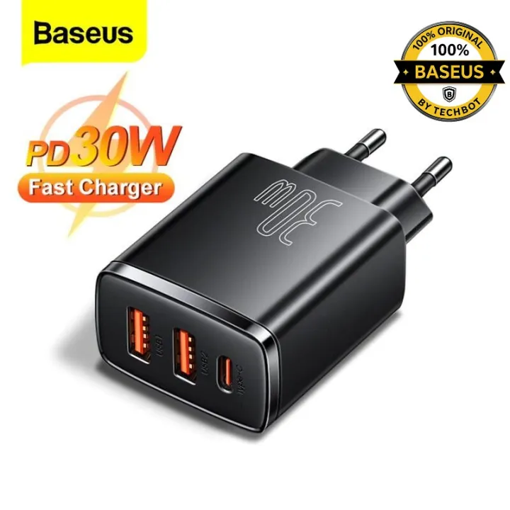Baseus 30W USB-C Wall Charger, 3-Port PD Quick Charger