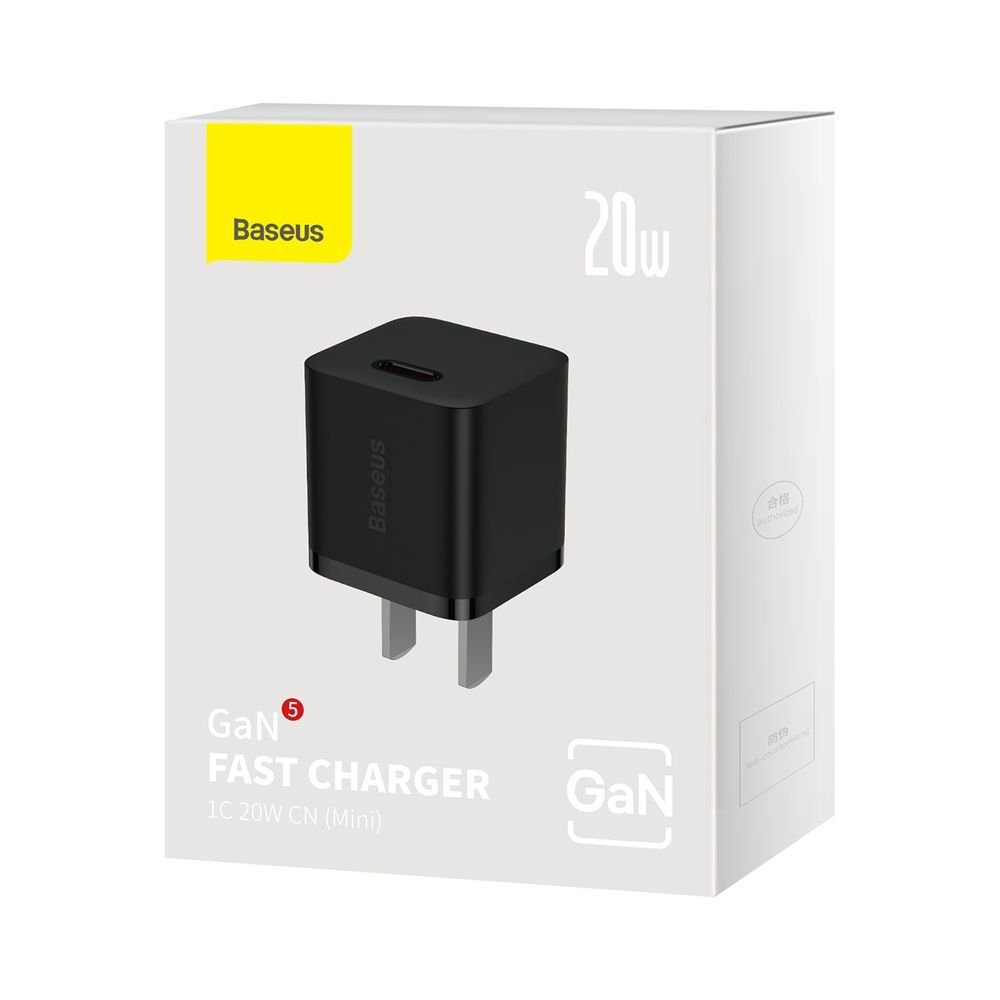 Baseus GaN5 20W Type C Charger – Compact USB C Power Adapter | PD Fast Charging for iPhone & Android