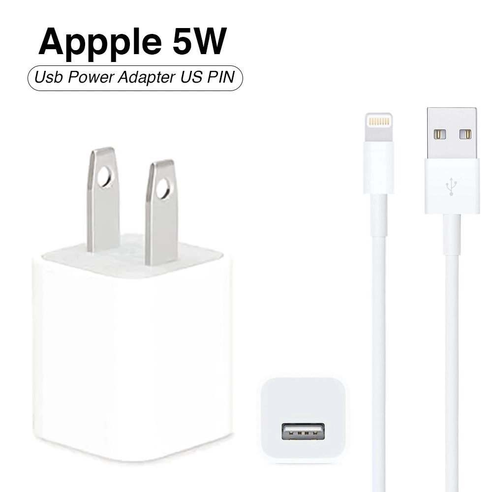 5 Watt Charger Adapter with Cable Compatible For Iphone 5/5S/6/6S/6Plus/7/7Plus/8/8 Plus/Xr/Xs/X/11 - Image 2