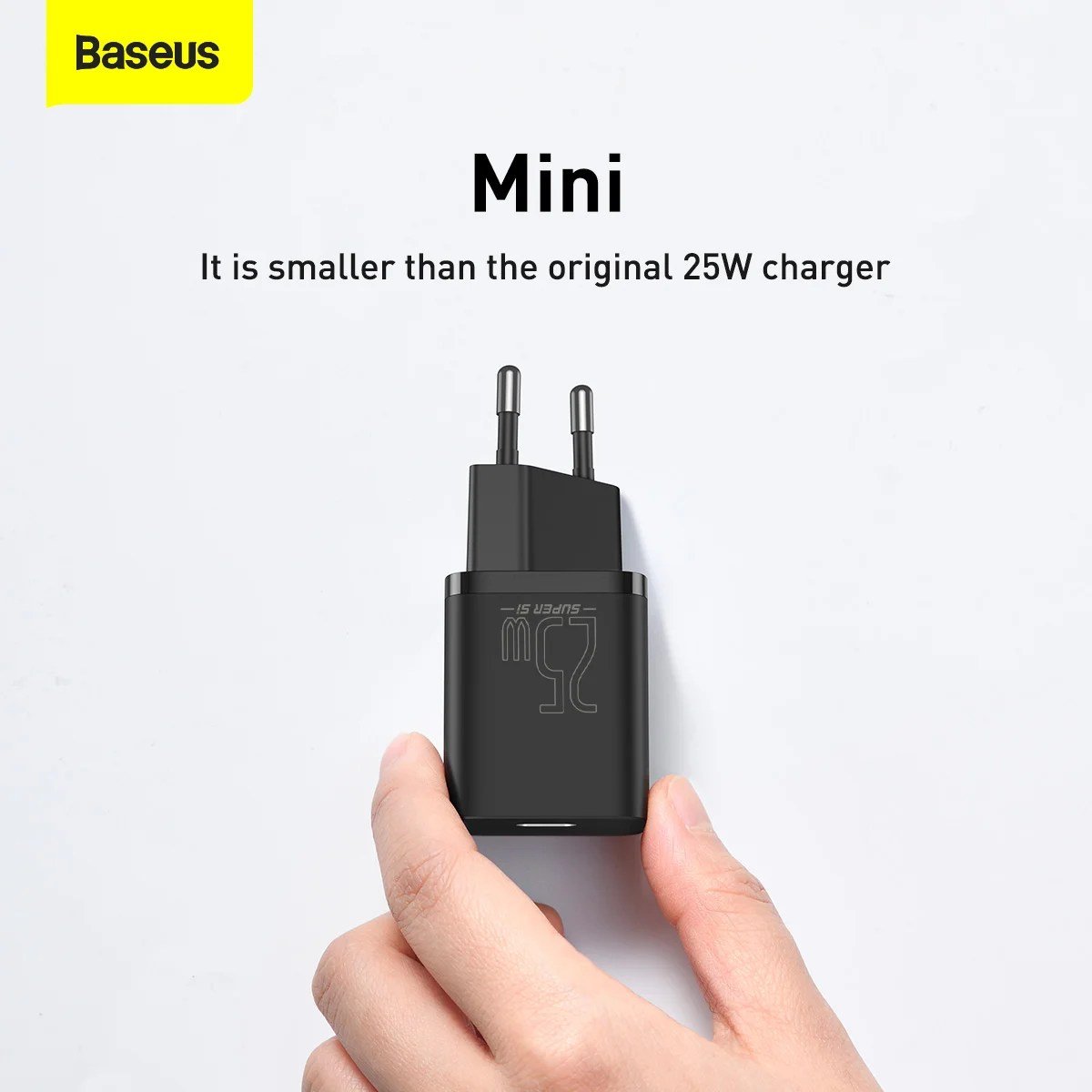 Baseus Super Si Quick Charger 1C 25W EU With Cable Type-C to Type-C 3A 1m Black - Image 5