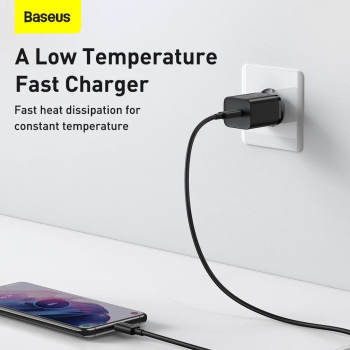 Baseus Super Si Quick Charger 1C 25W EU With Cable Type-C to Type-C 3A 1m Black - Image 3