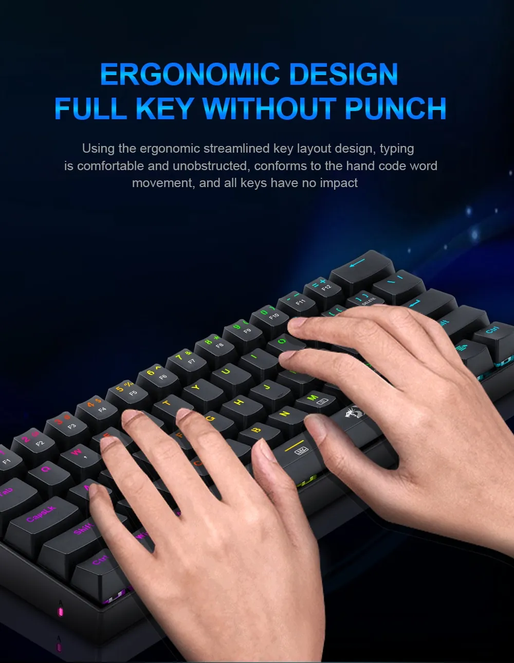 Redragon K630 Dragonborn 60% Wired RGB Gaming Keyboard, 61 Keys Compact Mechanical Keyboard - Image 5