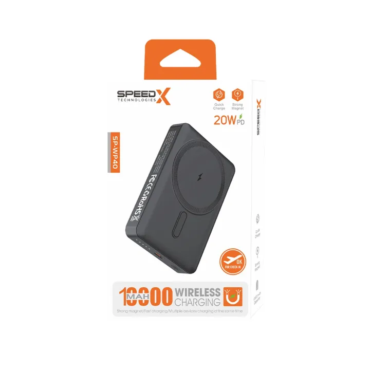 Speed-x Sp-wp40 10000mah Magnetic Wireless Power Bank 20w Pd Fast Charging
