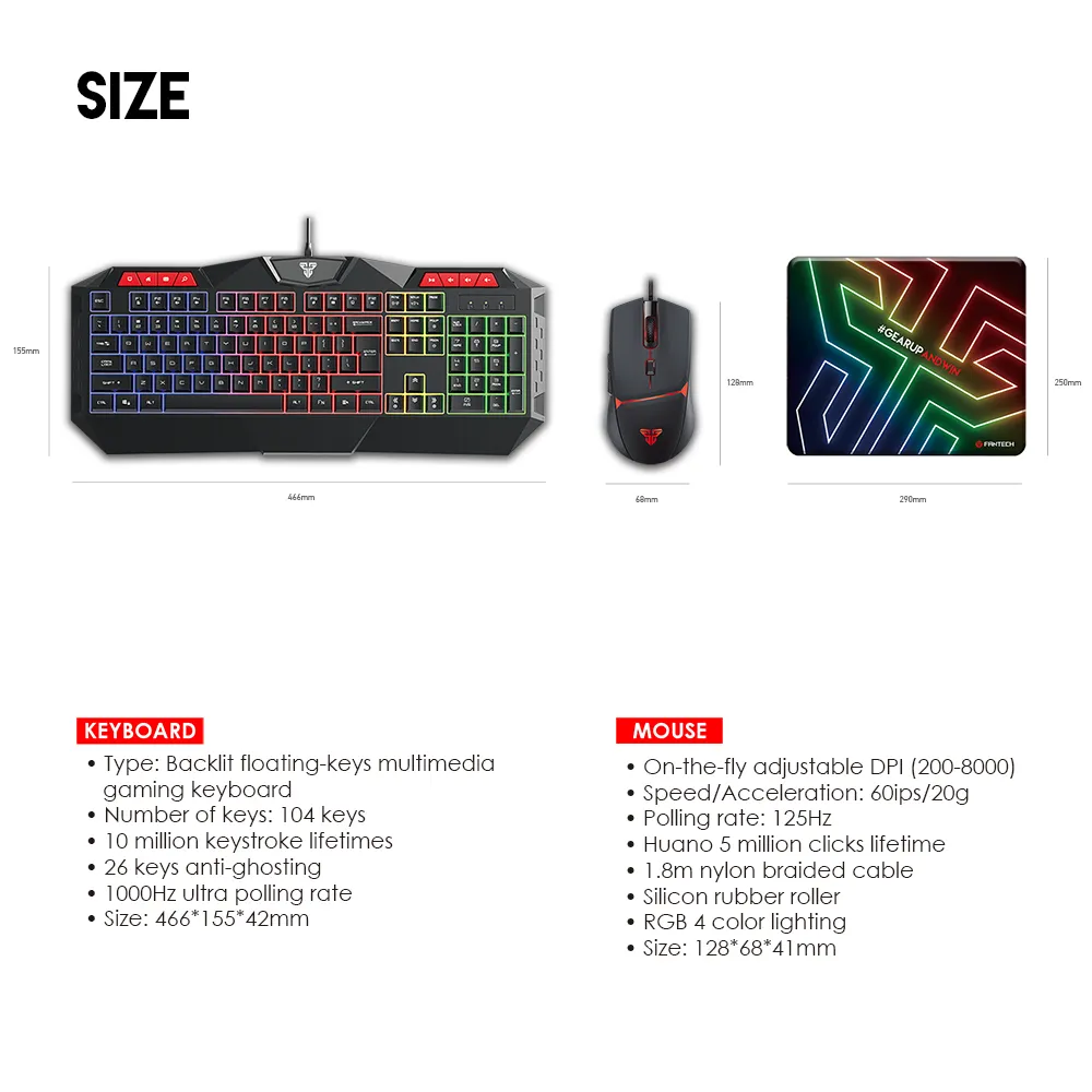 FANTECH P31 RGB Gaming Keyboard- Mouse-Speed Type-Mousepad Combo - Image 8