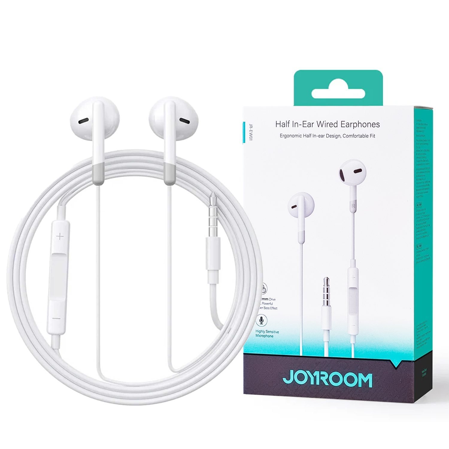 Joyroom JR-EW01 3.5MM Wired Series Half-In-Ear Wired Earphones