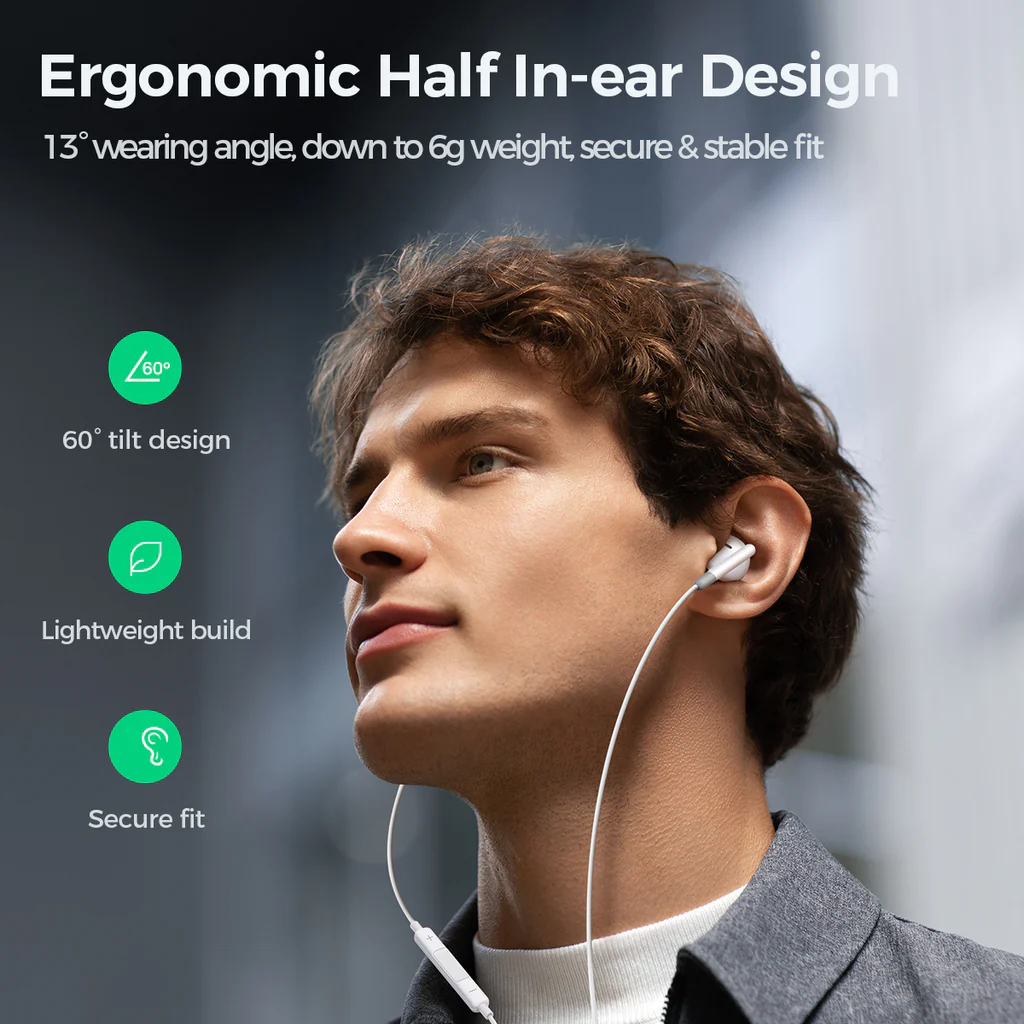 Joyroom JR-EW01 3.5MM Wired Series Half-In-Ear Wired Earphones - Image 5