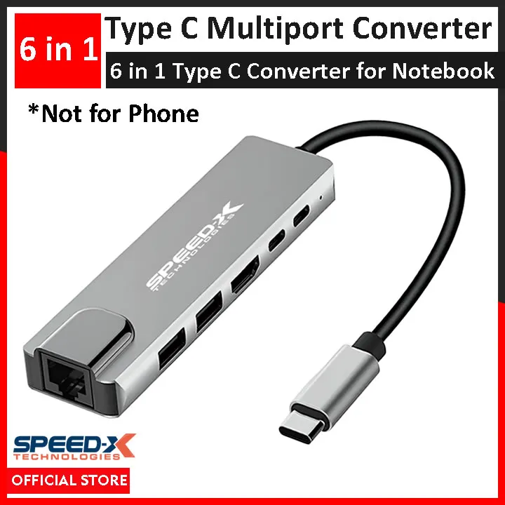 Speed-x 6 In 1 Multi-port Type C Hdmi Usb Converter