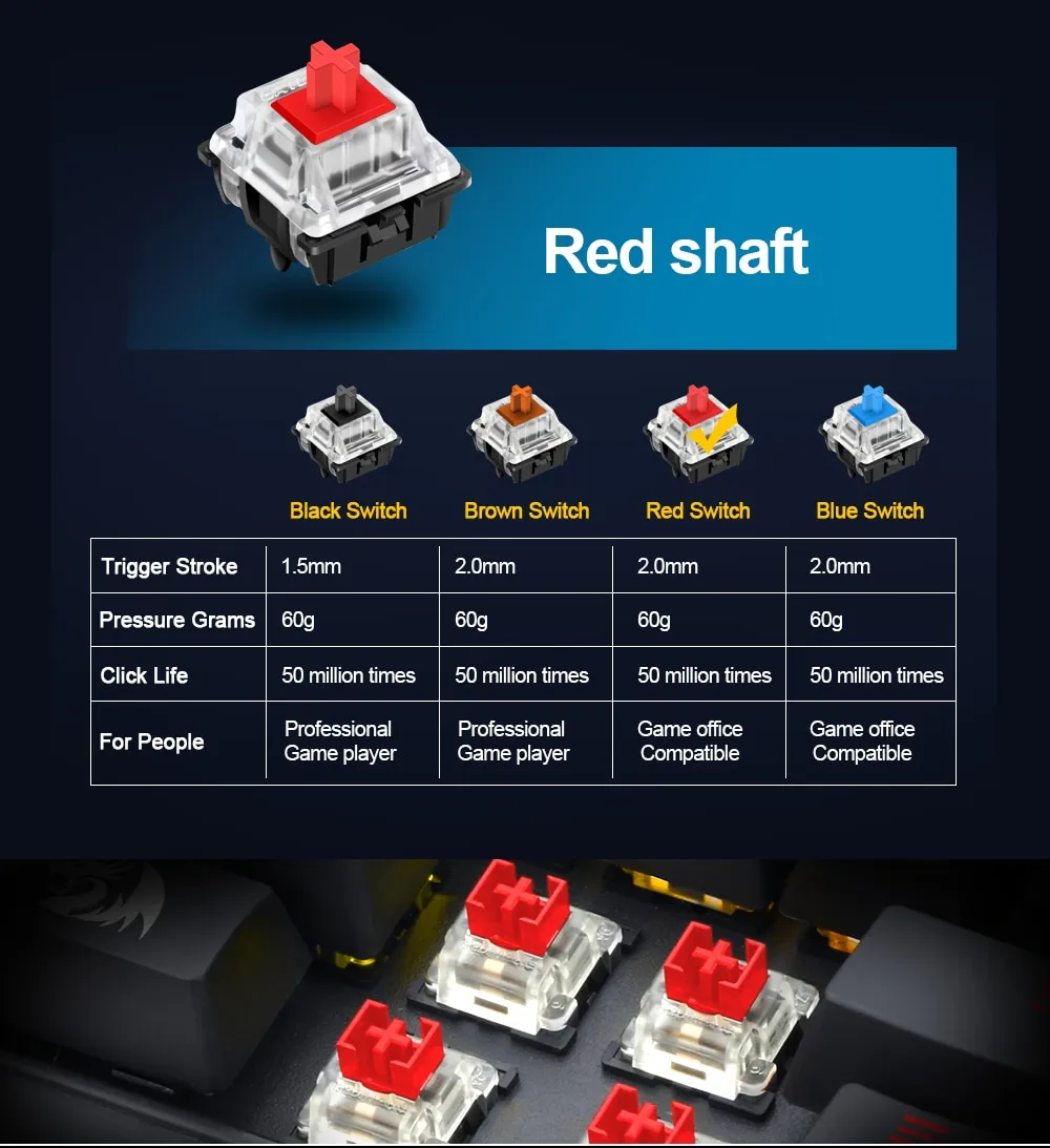 Redragon K630 Dragonborn 60% Wired RGB Gaming Keyboard, 61 Keys Compact Mechanical Keyboard - Image 14