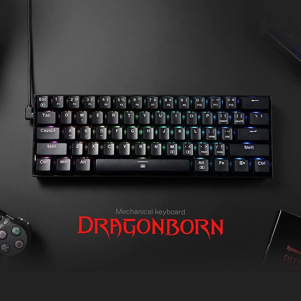 Redragon K630 Dragonborn 60% Wired RGB Gaming Keyboard, 61 Keys Compact Mechanical Keyboard - Image 3