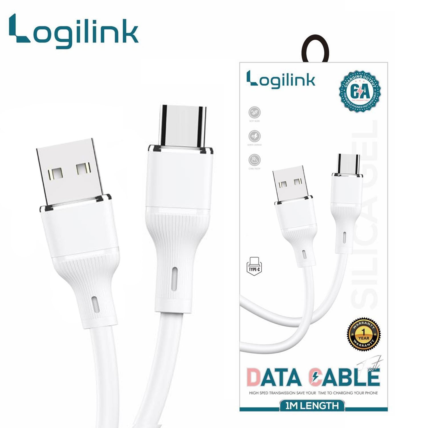 Logilink Usb To Type C Nylon Fast Charging Data Cable With Light 1m (1 Year Warranty) Black - Image 5