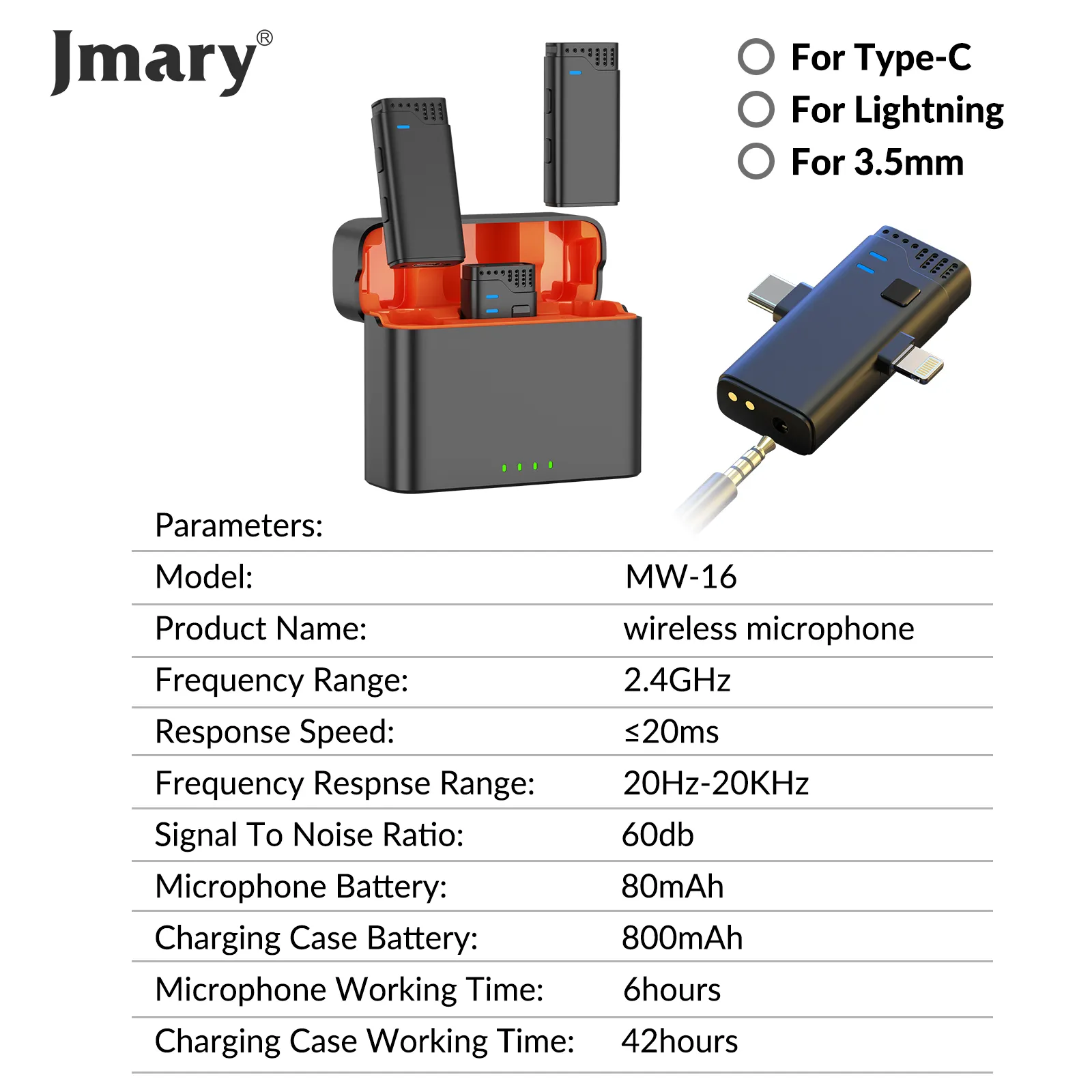 JMARY MW-16 2.4Ghz Wireless Microphone for Mobile and Camera - Image 9